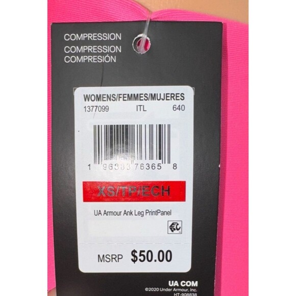 Under Armour Womens X-Small Pink Printed High Rise Compression Ankle Leggings XS - Picture 6 of 9